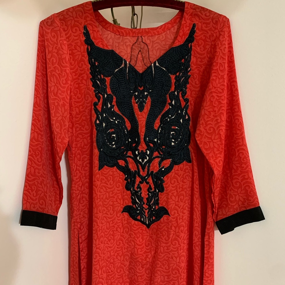 Beautiful Handmade OOAK Red and Black Kaftan - Picture 1 of 8